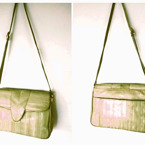 Korean Handmade Light Grey Eel Skin Crossbody - Picture 6 of 15